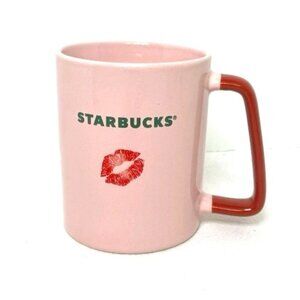Starbucks Pink Ceramic Coffee Mug Cup 2021 Red Lipstick Lips Kiss.11 oz
